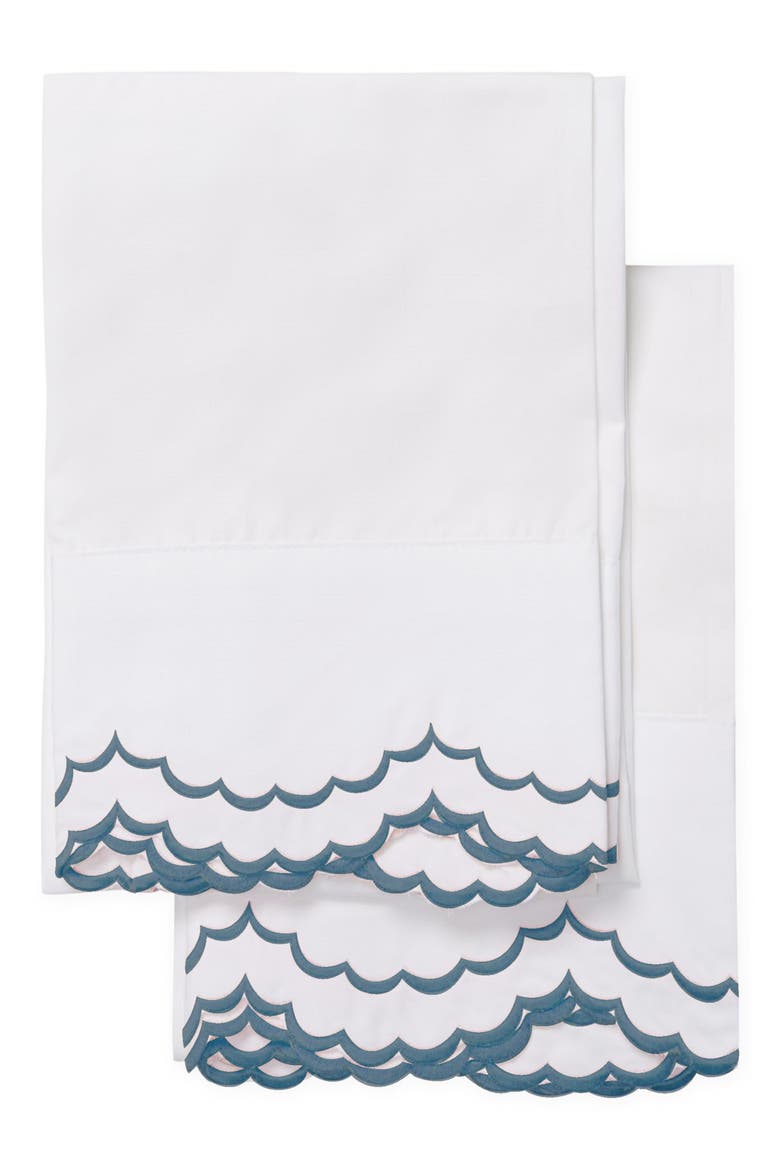 Scalloped Embroidered California King Sheet Set, Alternate, color, NAVY