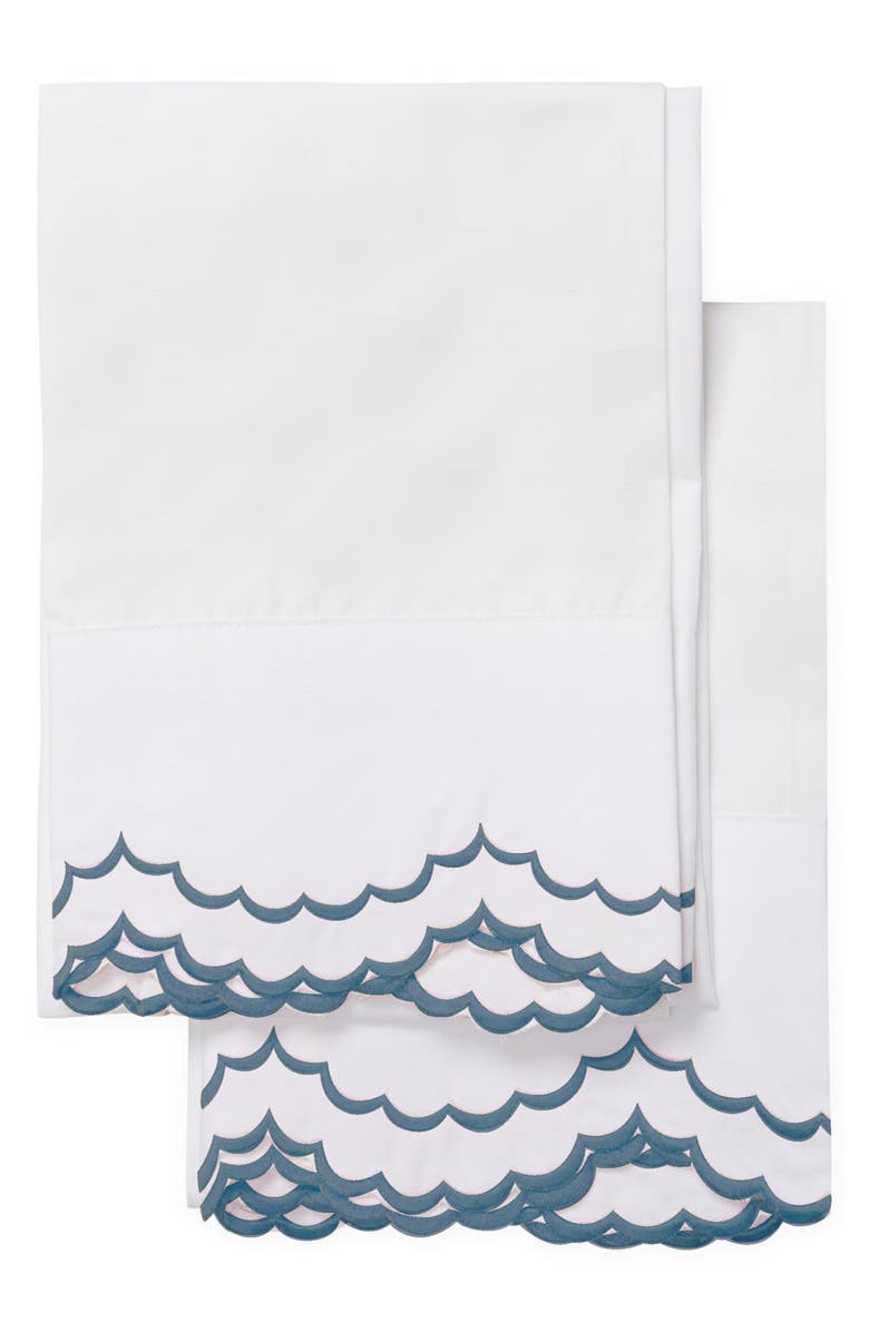 MELANGE HOME Scalloped Embroidered California King Sheet Set, Alternate, color, Navy