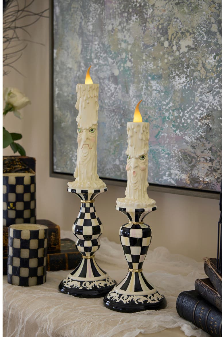 Set of 2 Spooky Illuminated Candles, Alternate, color, BLACK