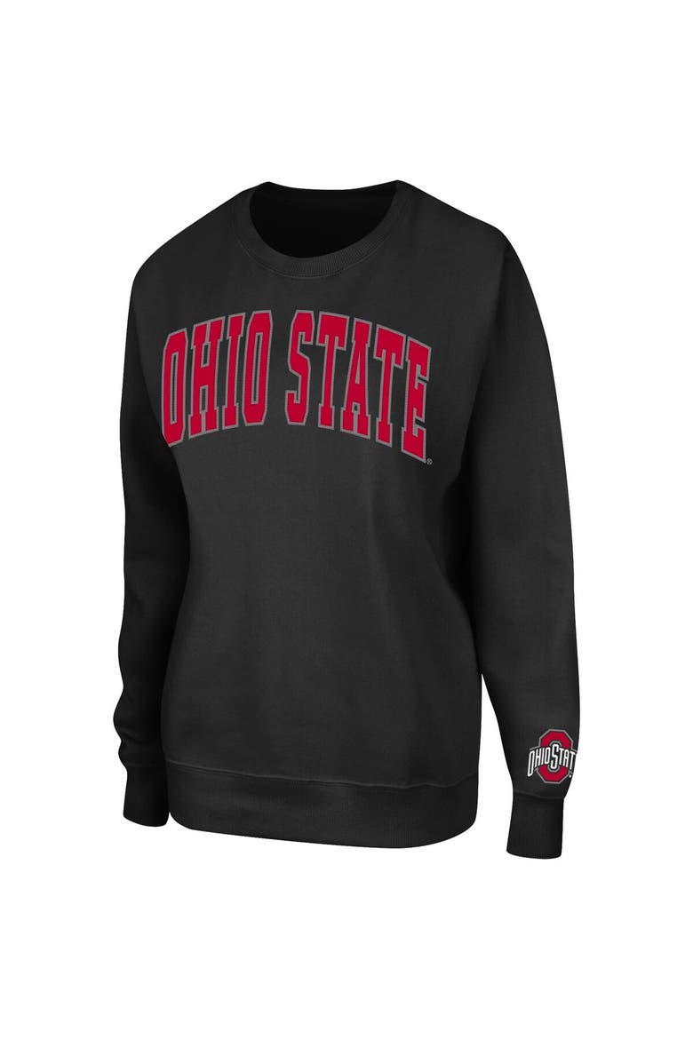 Women's Colosseum Black Ohio State Buckeyes Campanile Pullover Sweatshirt, Alternate, color, Black