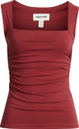Open Edit Ruched Square Neck Tank