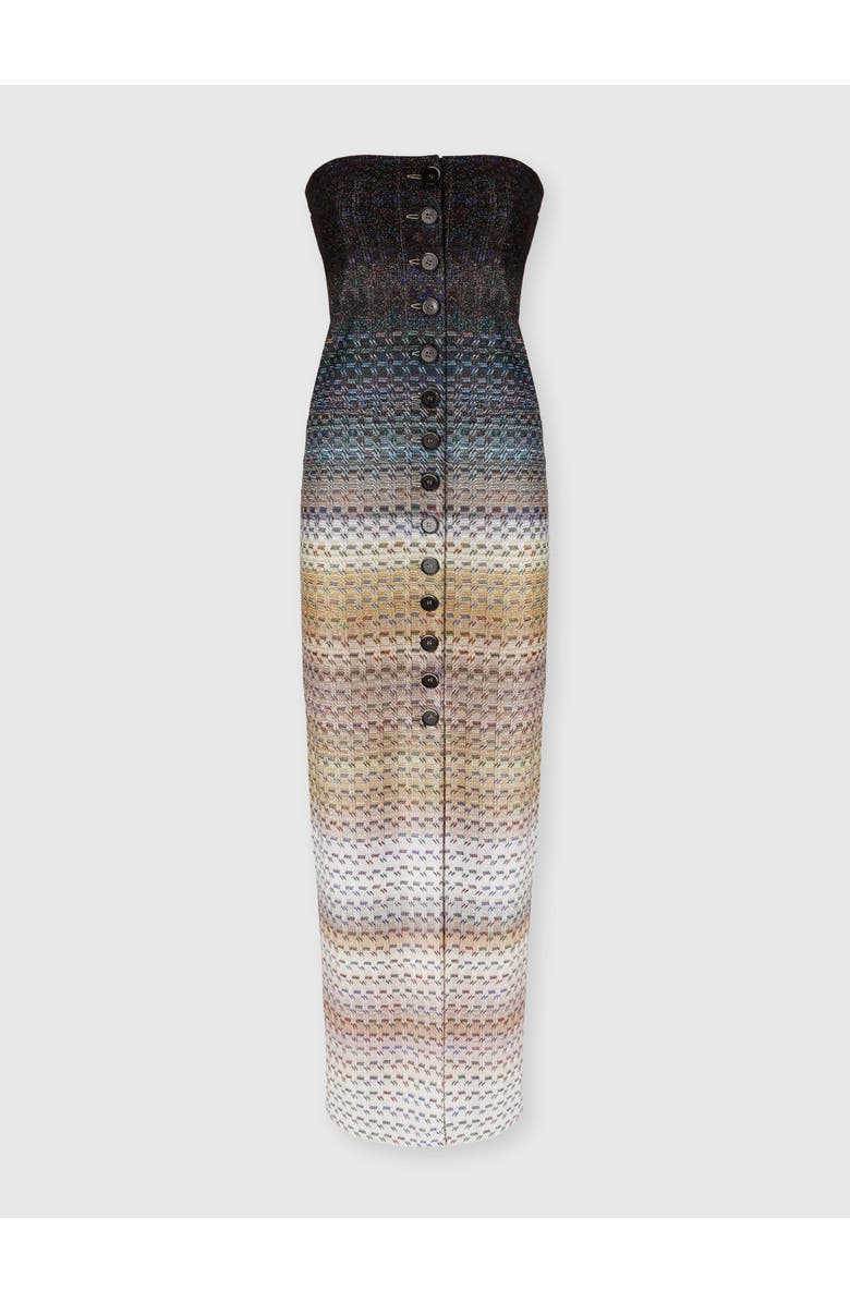 Missoni Long Strapless Viscose Dress With Lamé Threads, Main, color, Blue