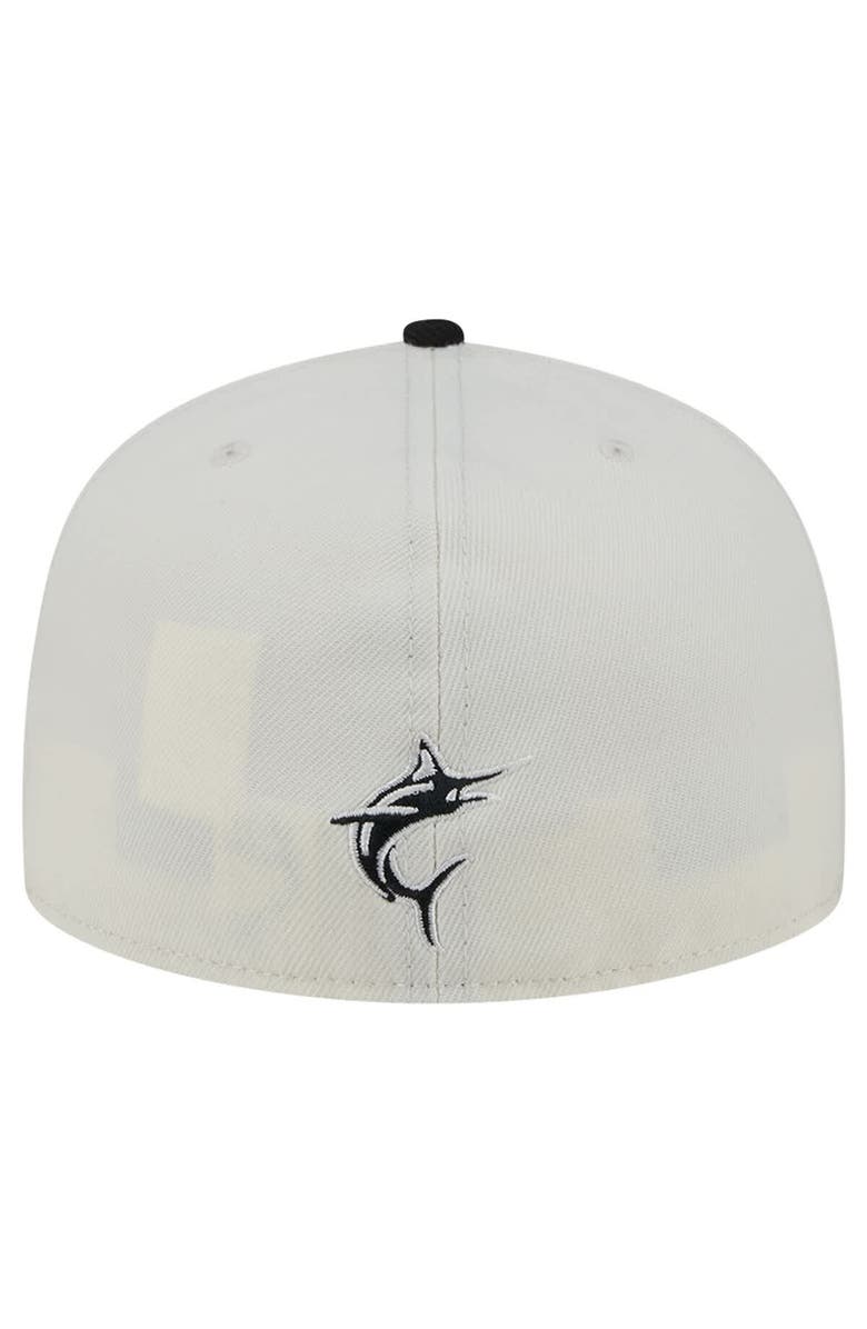 New Era Men's New Era Cream/Black Miami Marlins Lonestar 59FIFTY Fitted Hat, Alternate, color,