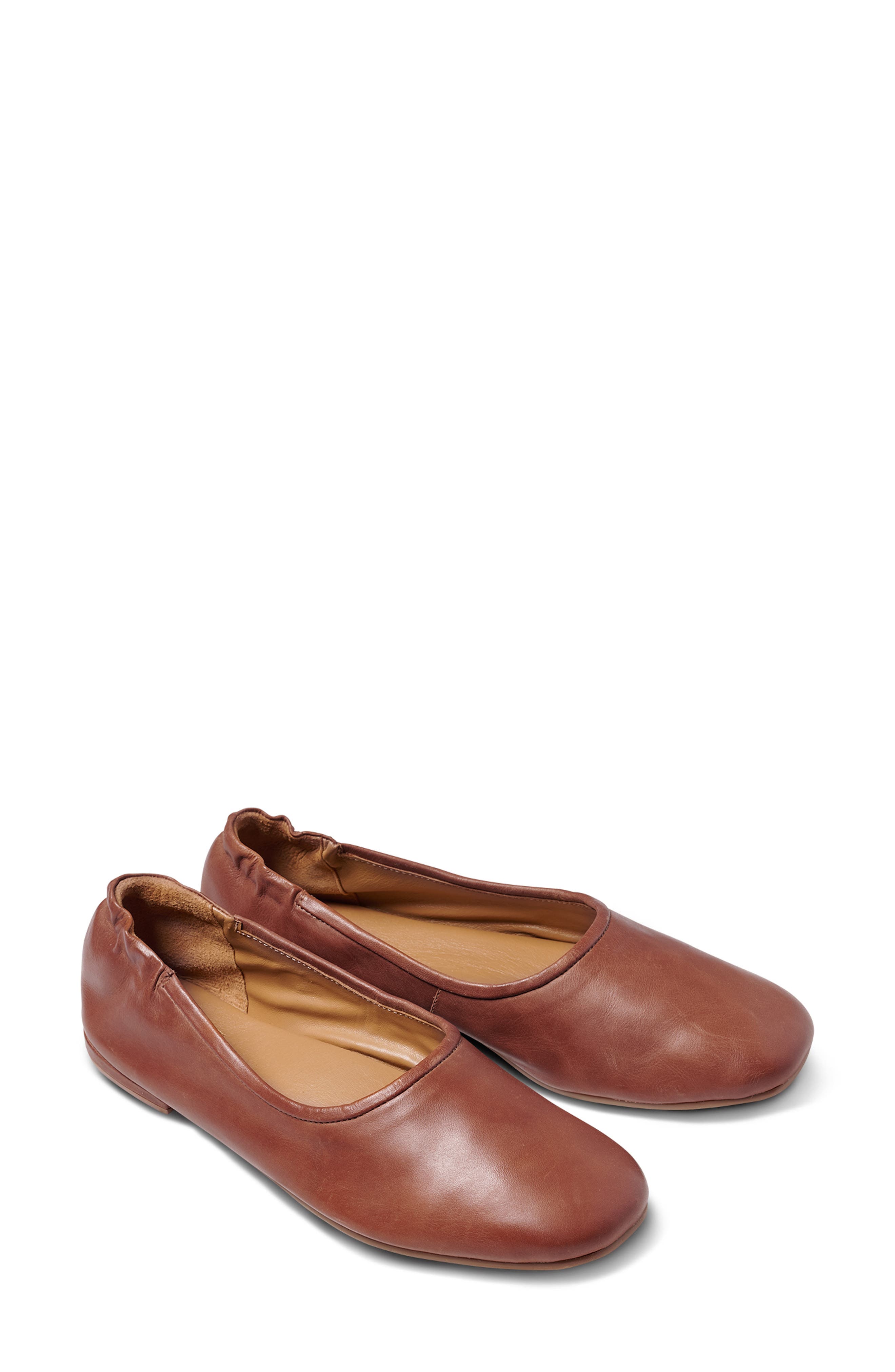 Swan Leather Ballet Flat, Main, color, COGNAC