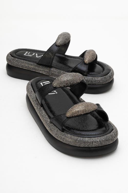 Prologue Shoes Finery Embellished Platform Slide In Black