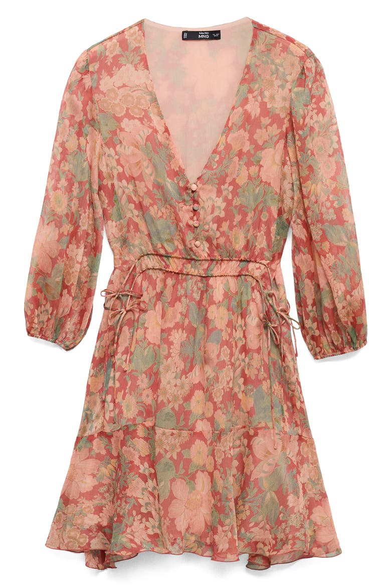 Floral Print Puff Sleeve Minidress, Alternate, color, MAROON