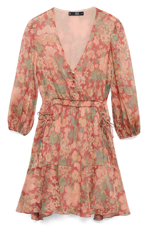Mango Floral Print Puff Sleeve Minidress In Pink