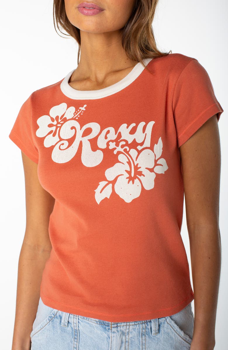 Roxy Hibiscus View 90s Baby Tee, Alternate, color, Ginger Spice