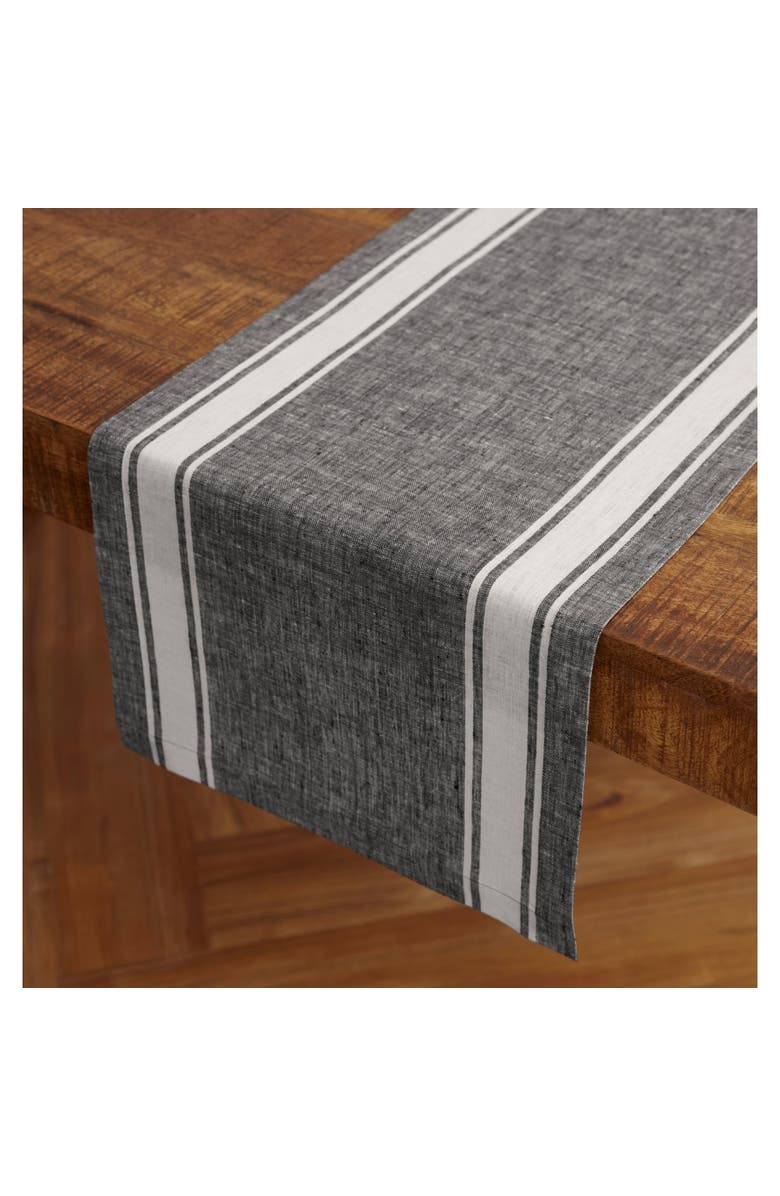 Solino Home Linen Table Runner - Country Stripe, Alternate, color, Black