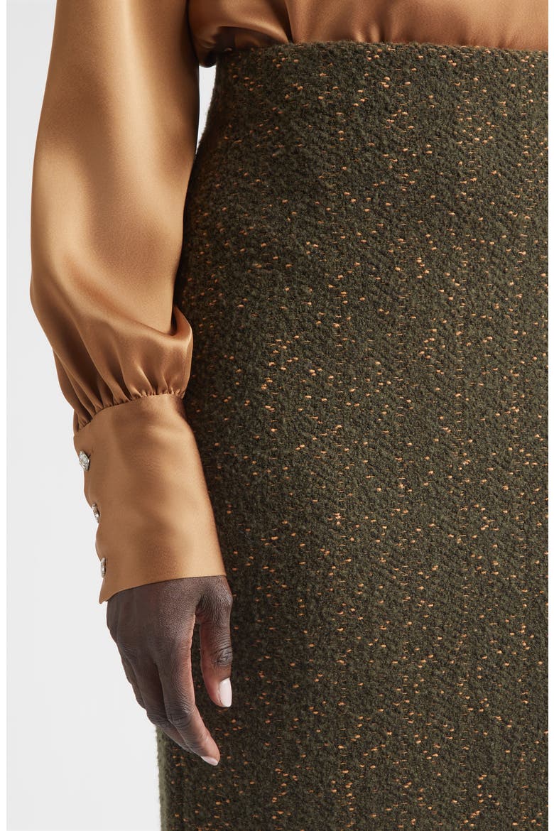 Donegal Cotton & Wool Blend Knit Pencil Skirt, Alternate, color, OLIVE TWEED MULTI