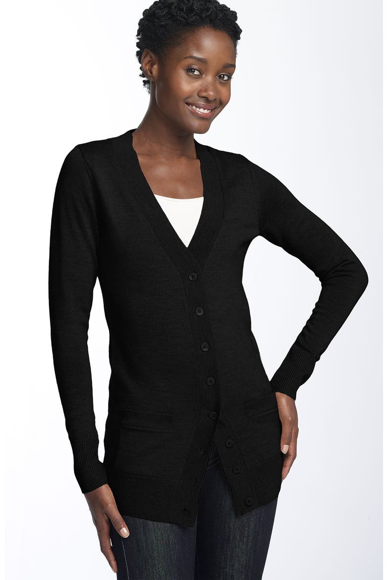 Boyfriend Cardigan, Alternate, color, BLACK