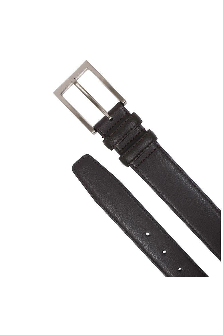 Stitched Pebble Leather Belt, Alternate, color, BROWN