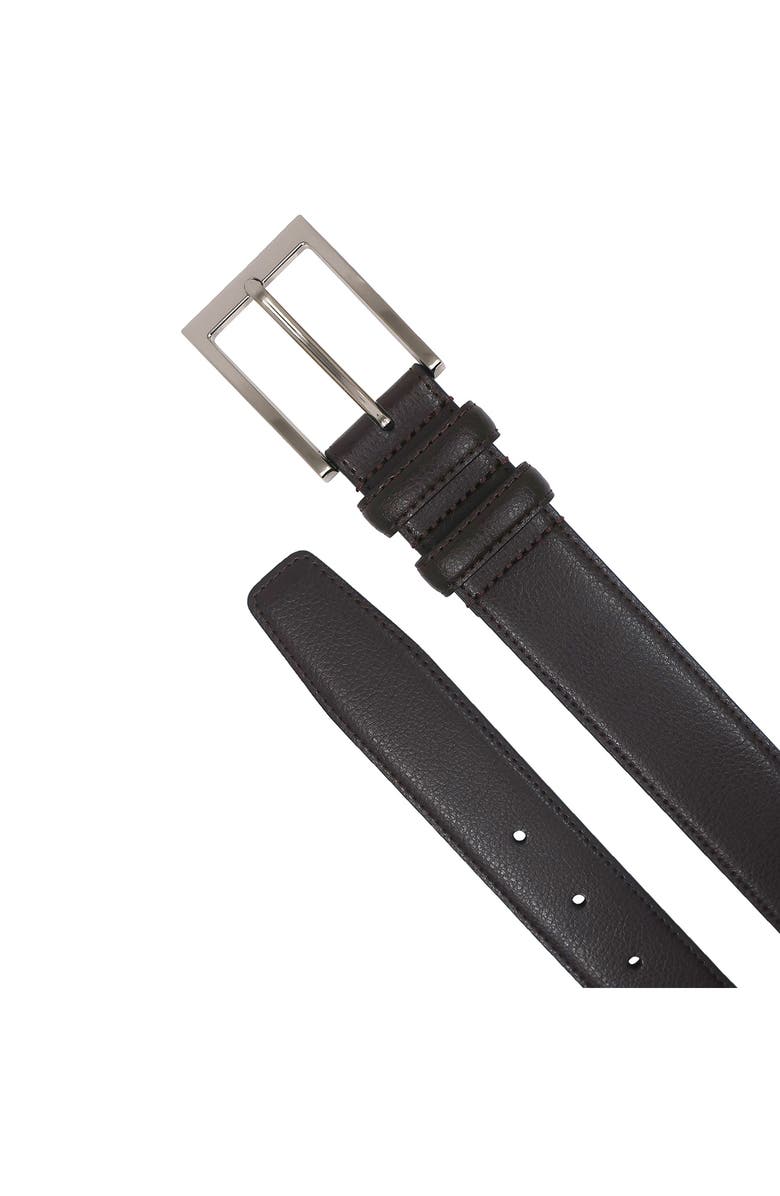 Brooks Brothers Stitched Pebble Leather Belt, Alternate, color, Brown