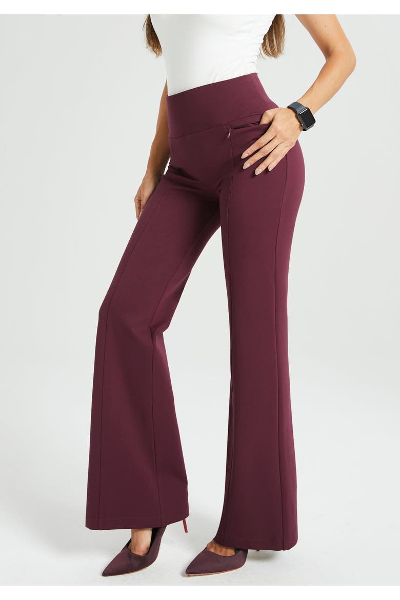 Power Down DPYP Dress Pant Yoga Pants Flare Leg, Main, color, Burgundy