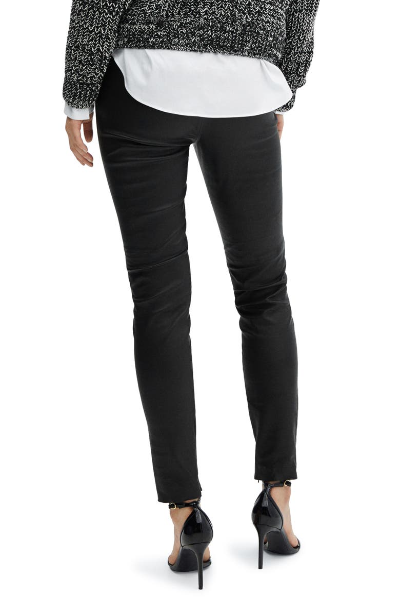 Zip Hem Leather Leggings, Alternate, color, BLACK