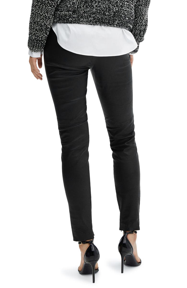 MANGO Zip Hem Leather Leggings, Alternate, color, 