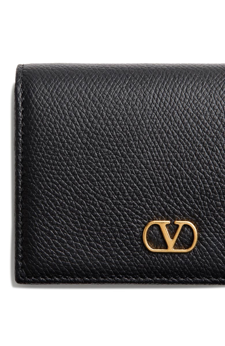 Valentino Garavani VLOGO Leather Bifold French Wallet, Alternate, color, Black