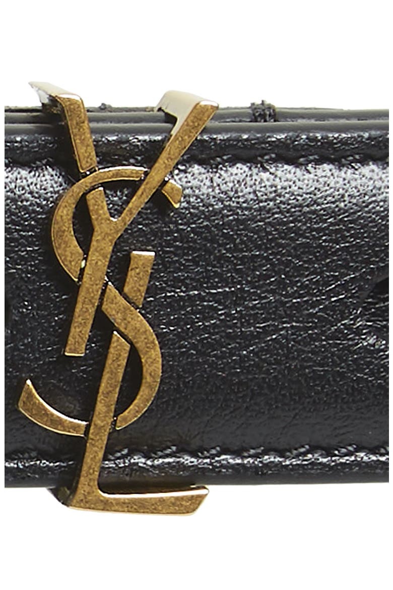 YSL Cintura Leather Belt, Alternate, color, 1000 NOIR/GOLD