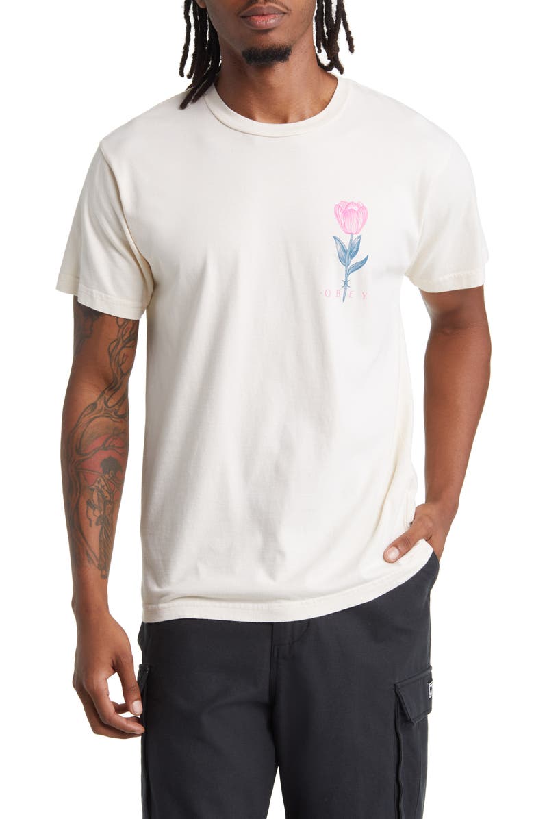 Obey Barb Wire Flower Organic Cotton Graphic T-Shirt, Main, color, 