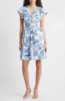 Eliza J Floral Print Tiered Dress