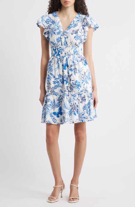 Eliza J Floral Print Tiered Dress