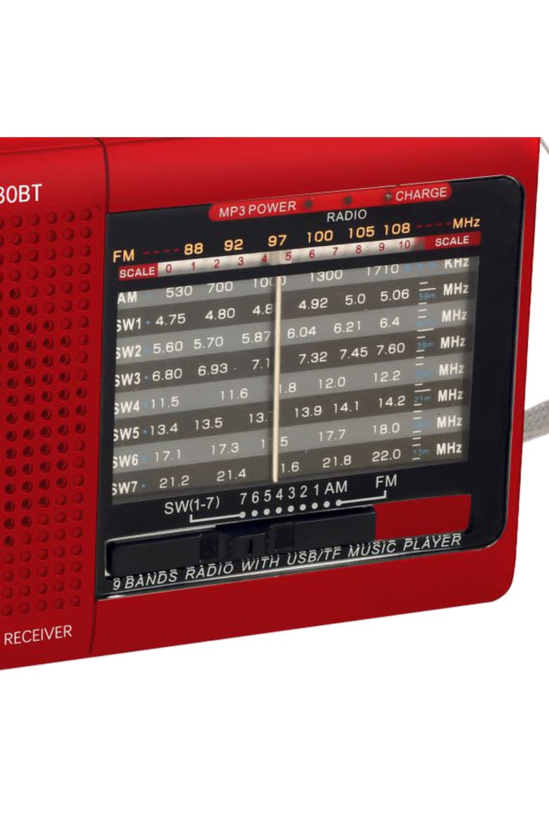 9 Band Radio with Bluetooth, Alternate, color, Red