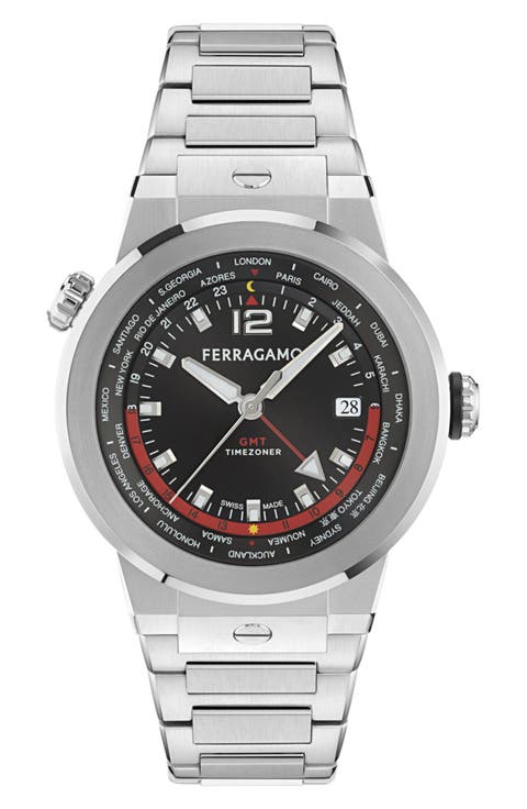 F-80 GMT Worldtime Bracelet Watch, 43mm