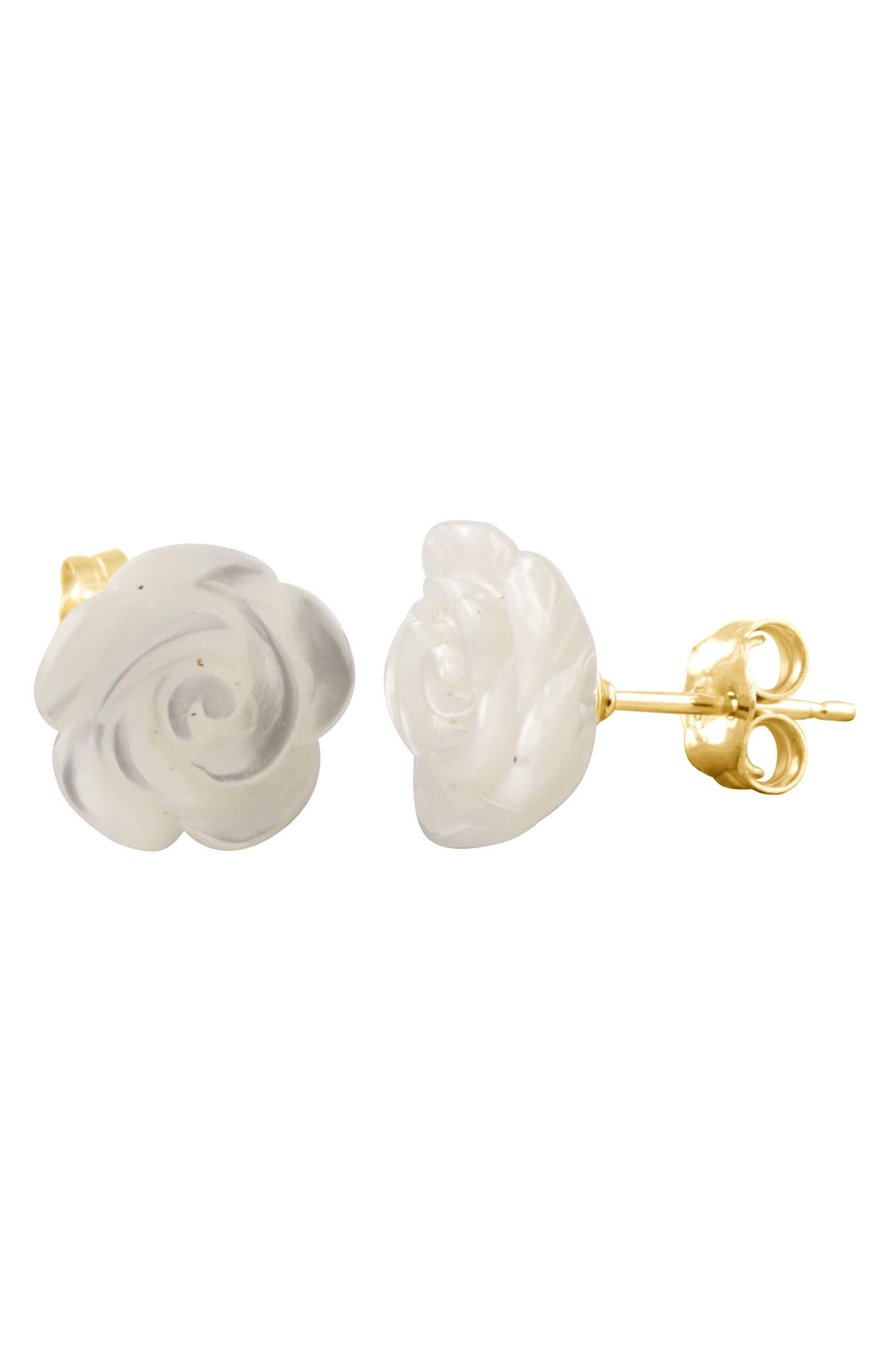 SPLENDID PEARLS Mother-of-Pearl Flower Stud Earrings