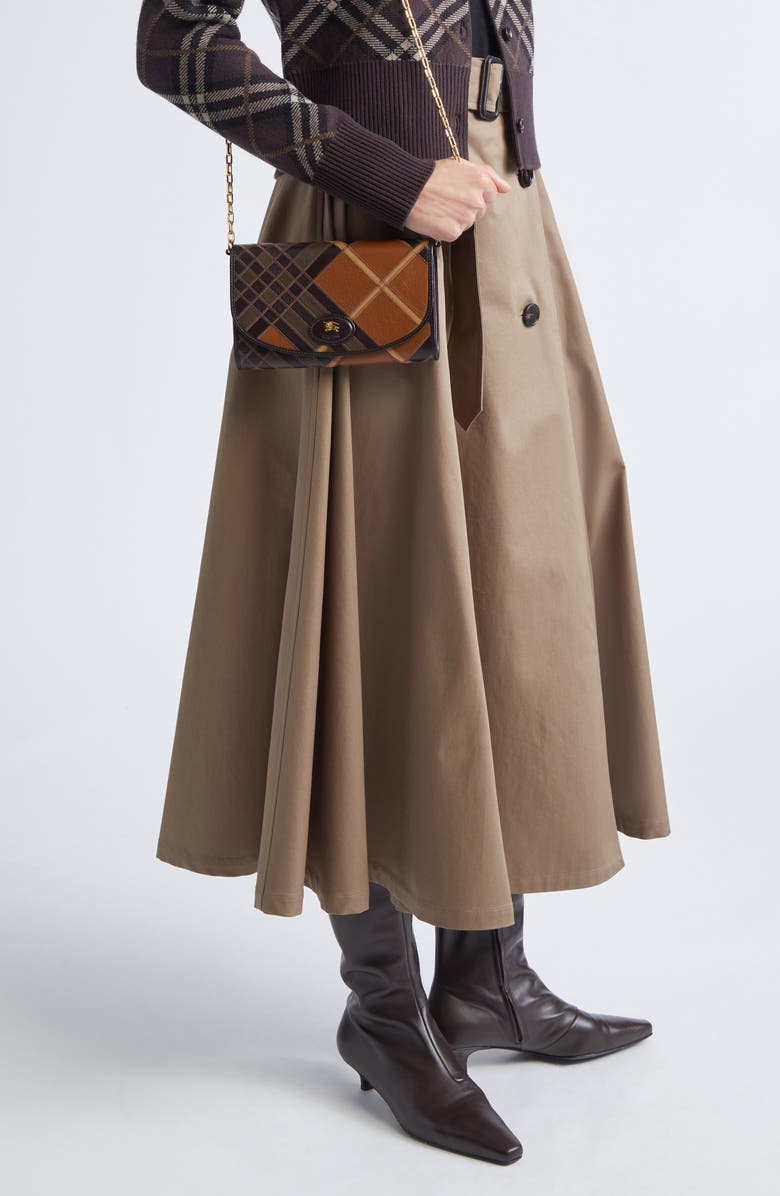 Burberry Brenda Cotton Gabardine Trench Skirt, Alternate, color, Clay Brown