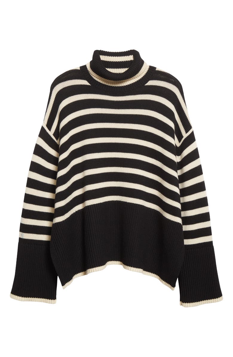 TOTEME Stripe Wool Blend Turtleneck Sweater, Alternate, color,