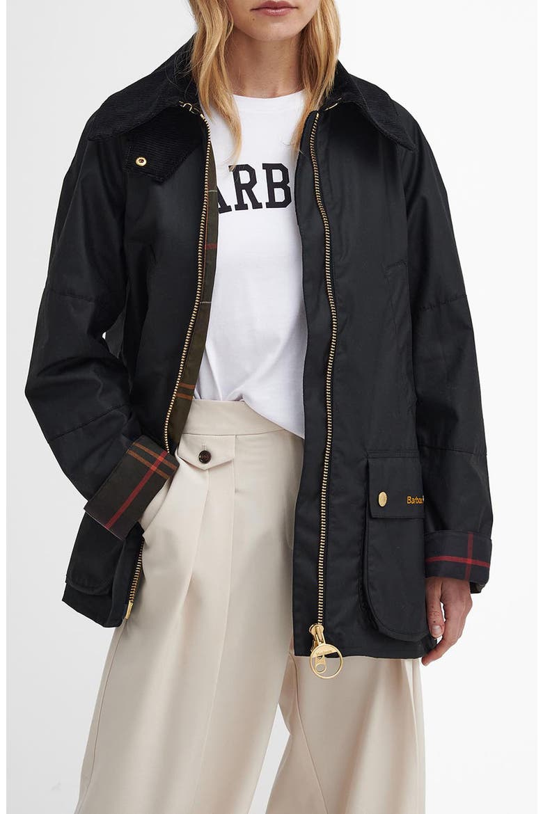Allerston Water Resistant Waxed Cotton Jacket, Main, color, BLACK/ CLASSIC