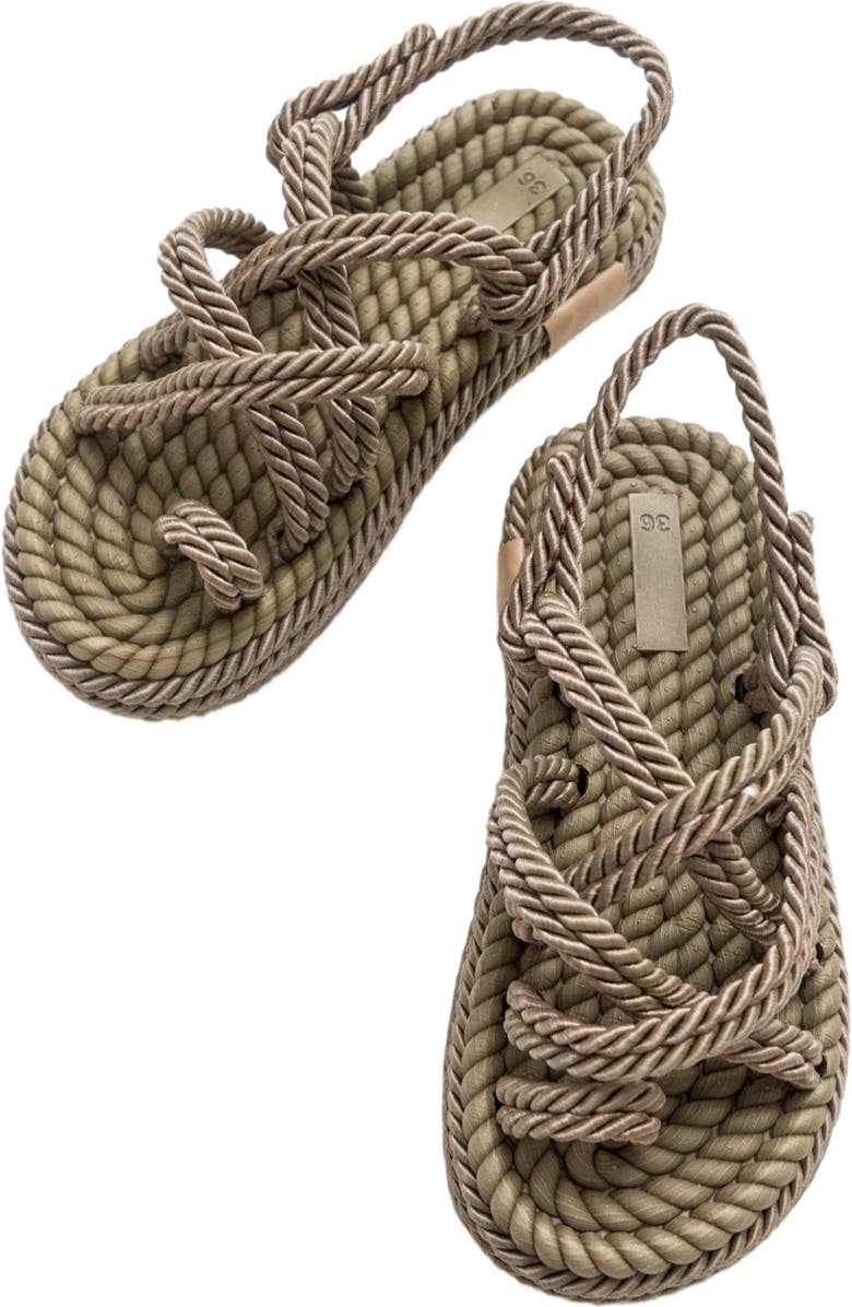 Prologue Shoes POMA Flat Sandal, Alternate, color, Dark Beige Faux Leather