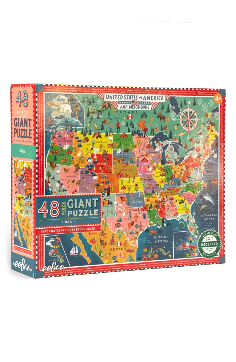 eeBoo USA 48-Piece Giant Puzzle, Alternate, color, Multi