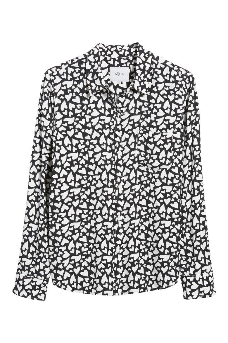 Kathryn Heart Print Button-Up Shirt, Alternate, color, AMORE
