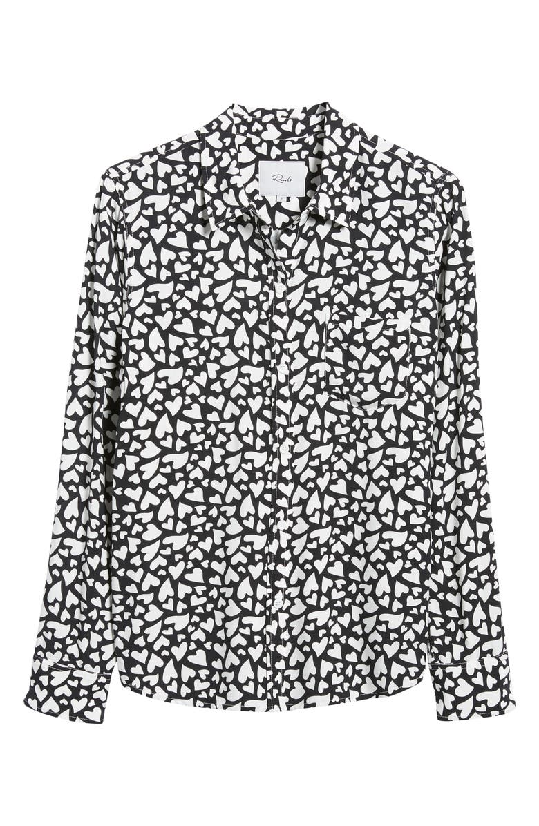 Rails Kathryn Heart Print Button-Up Shirt, Alternate, color, Amore