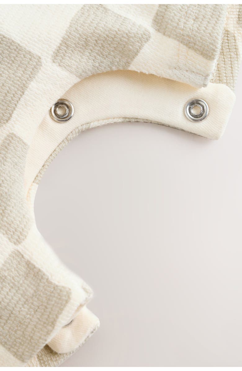 NEXT Wobbling Checkerboard Knit Overalls & Bodysuit Set, Alternate, color, Grey