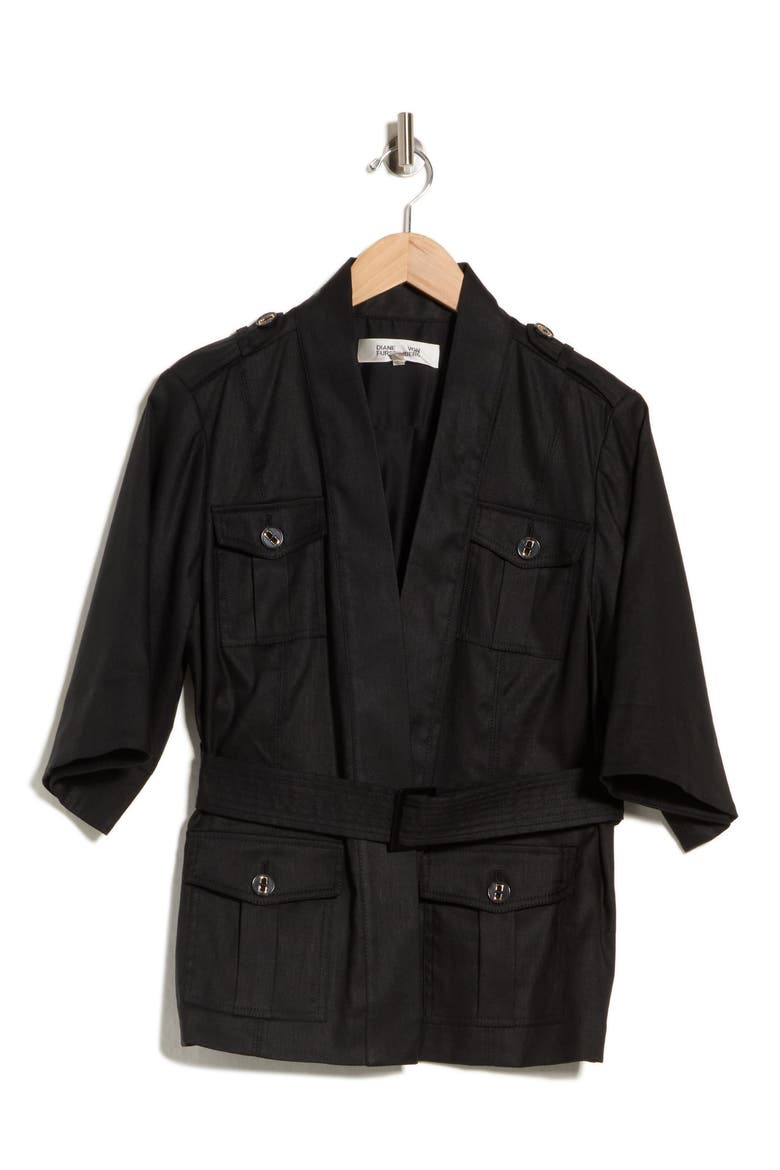 Shelby Linen Blend Jacket, Alternate, color, BLACK
