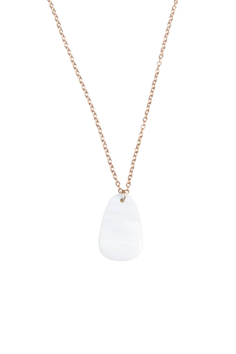 Mother-of-Pearl Trapezoid Pendant Necklace, Main, color, White