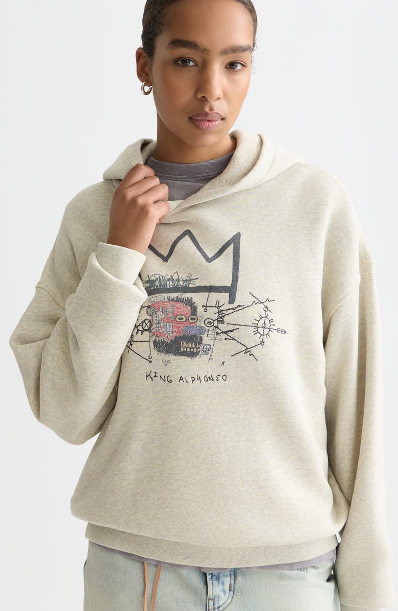 Scotch 
Soda x Basquiat Embroidered Cotton Graphic Hoodie, Alternate, color, Oatmeal Melange