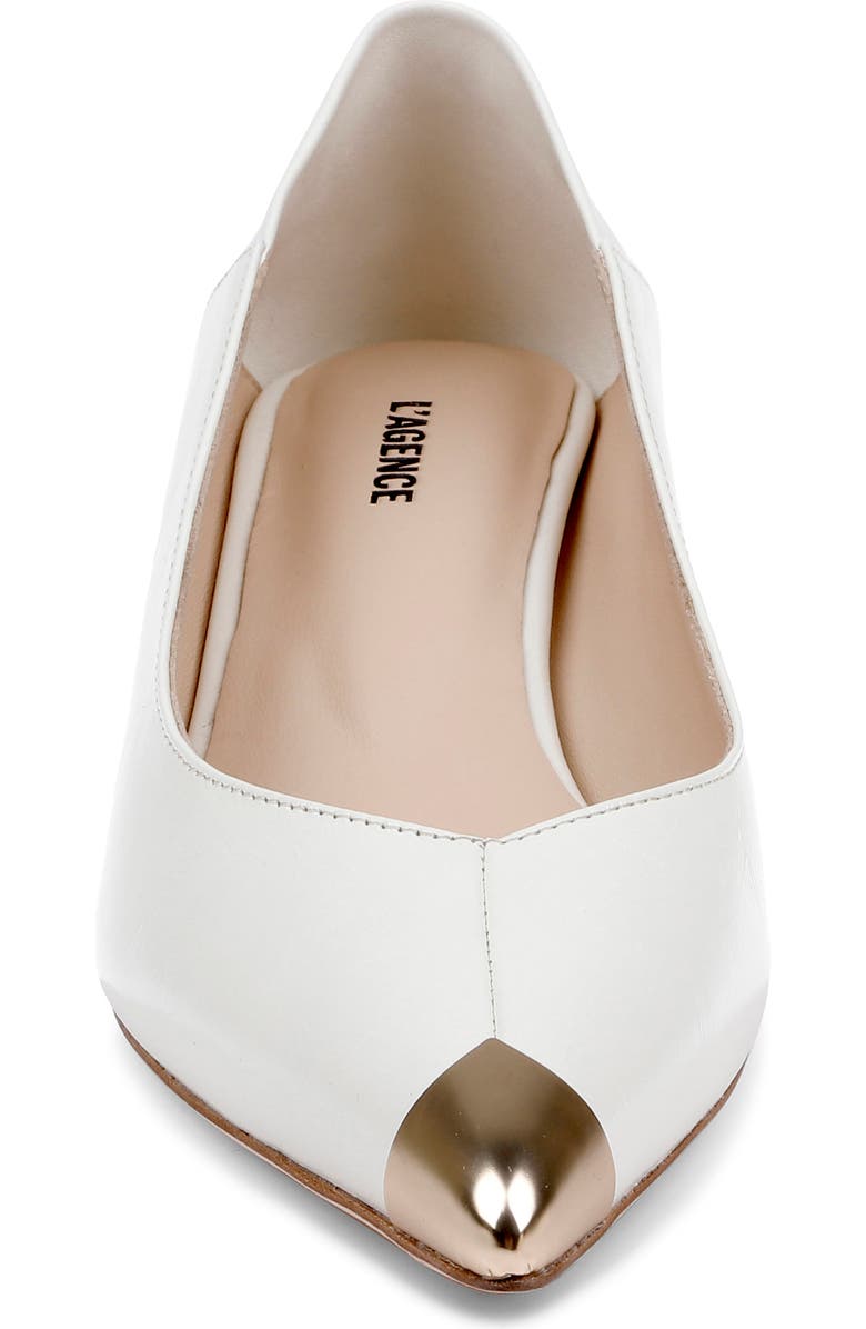 L
AGENCE Garlan Pointed Cap Toe Kitten Heel Pump, Alternate, color, Pearl