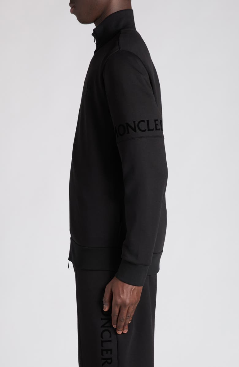 Moncler Mixed Media Cardigan, Alternate, color, Black