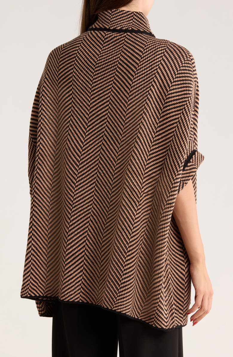 Nanette Lepore Chevron Stitch Ruana, Alternate, color, Brown