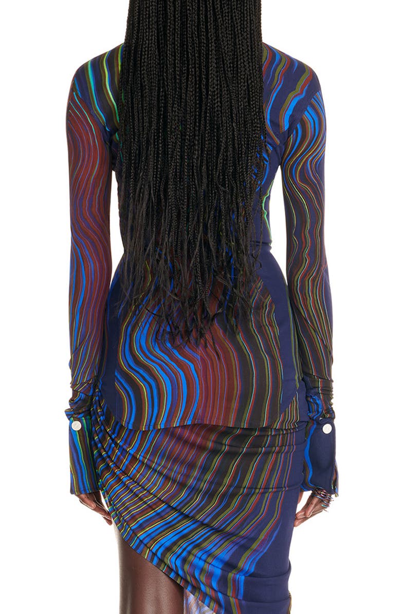 MUGLER Wave Print Jersey Blouse, Alternate, color,