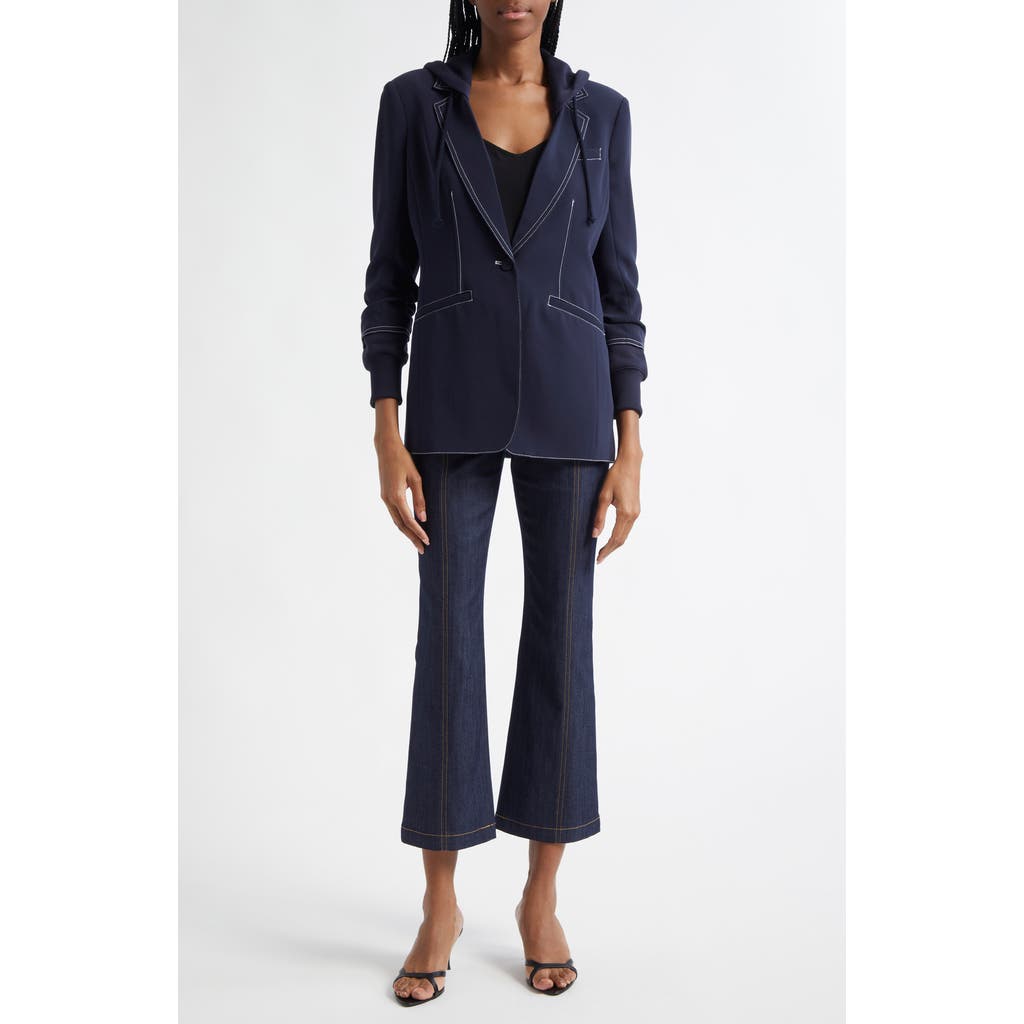 Cinq À Sept Cinq A Sept Khloe Topstitch Hooded Blazer In Navy