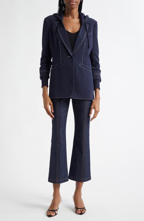 Cinq À Sept Cinq A Sept Khloe Topstitch Hooded Blazer In Blue