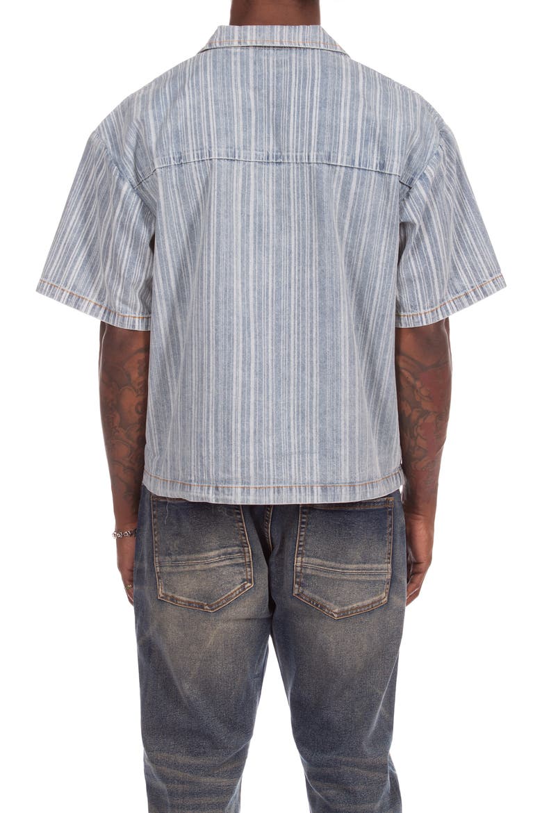 Float Running Dog Denim Graphic Camp Shirt, Alternate, color, BLUE STRIPE