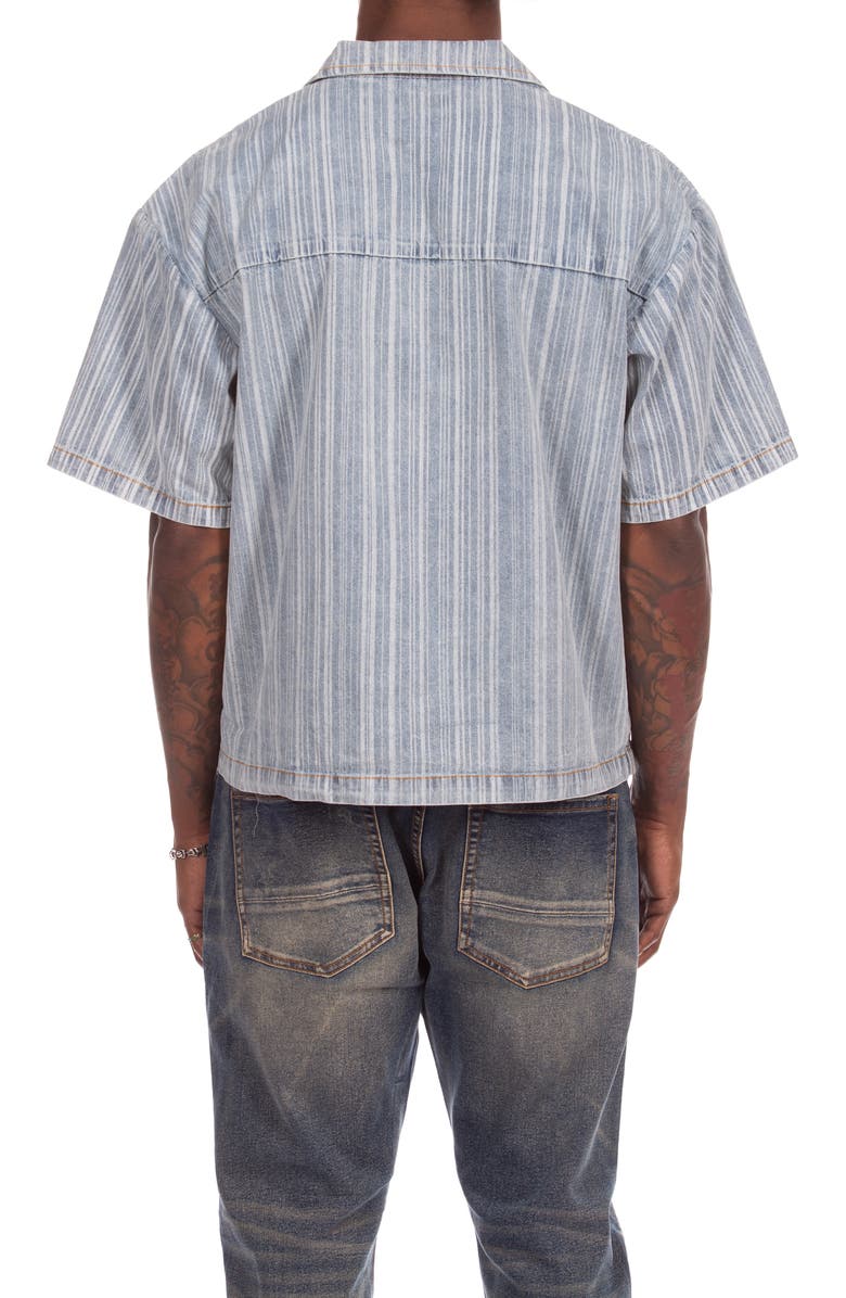 ICECREAM Float Running Dog Denim Graphic Camp Shirt, Alternate, color, Blue Stripe