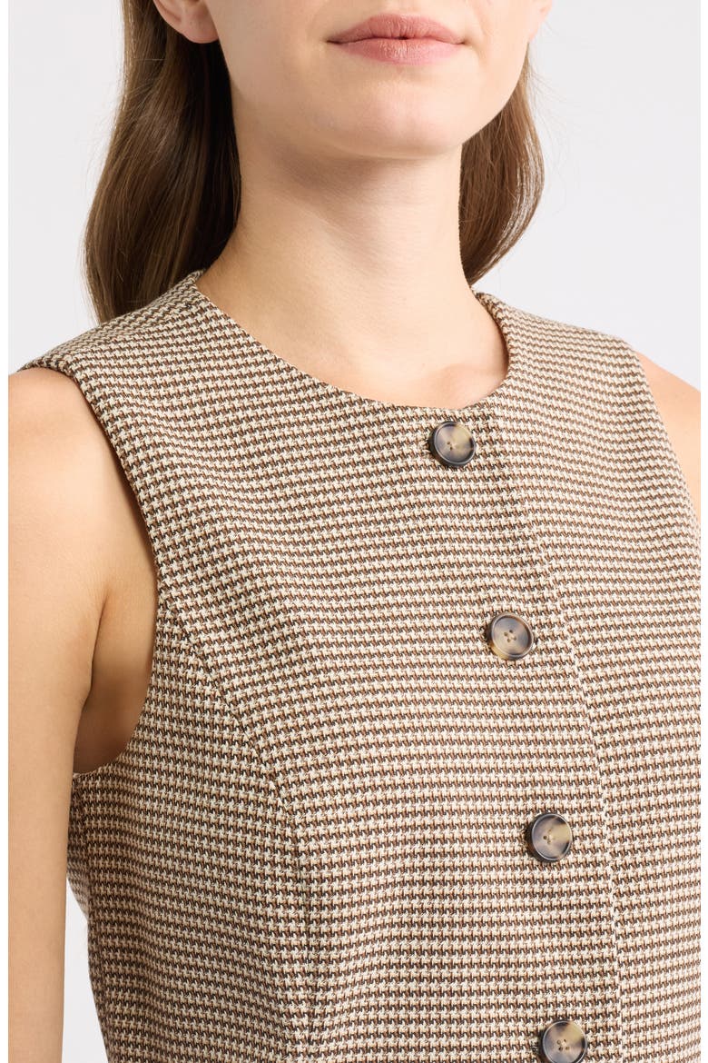 Houndstooth Five-Button Vest, Alternate, color, NATURAL CLAY MULTI