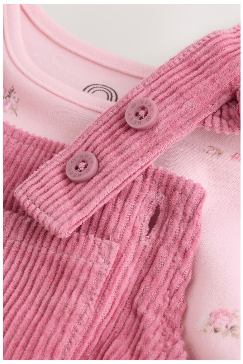 Kids' Ruffled Corduroy Dungarees & Bodysuit Set, Alternate, color, PINK