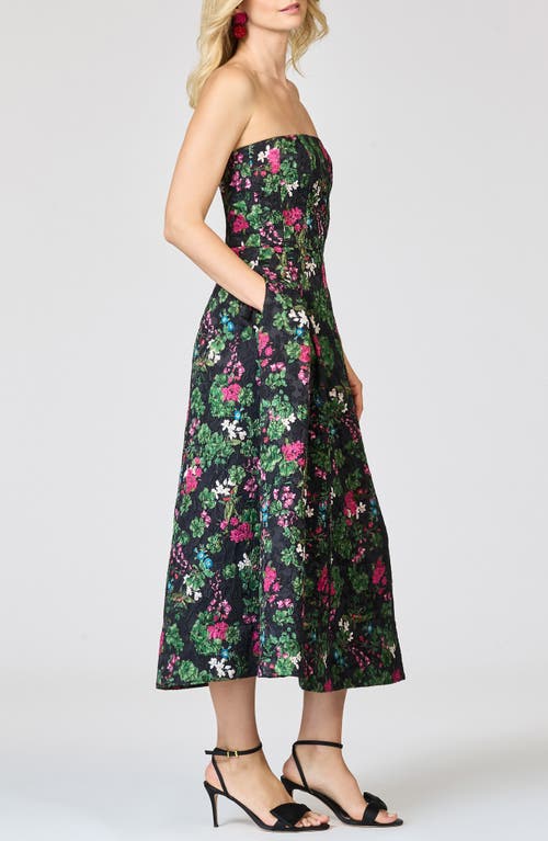 Sachin & Babi Cloque Strapless Floral Print Dress In Multi